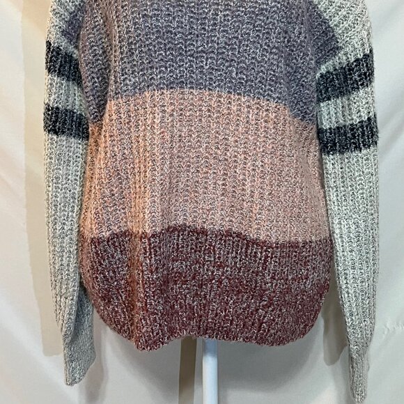 Heartloom Long Sleeve Knit sweater Medium Gray Mauve peach stripe - Picture 5 of 12